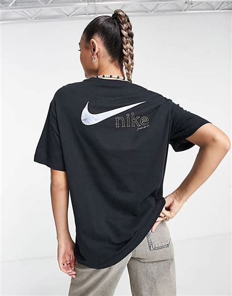 nike schwarzes boyfriend-t-shirt mit logo stickerei|Nike T.